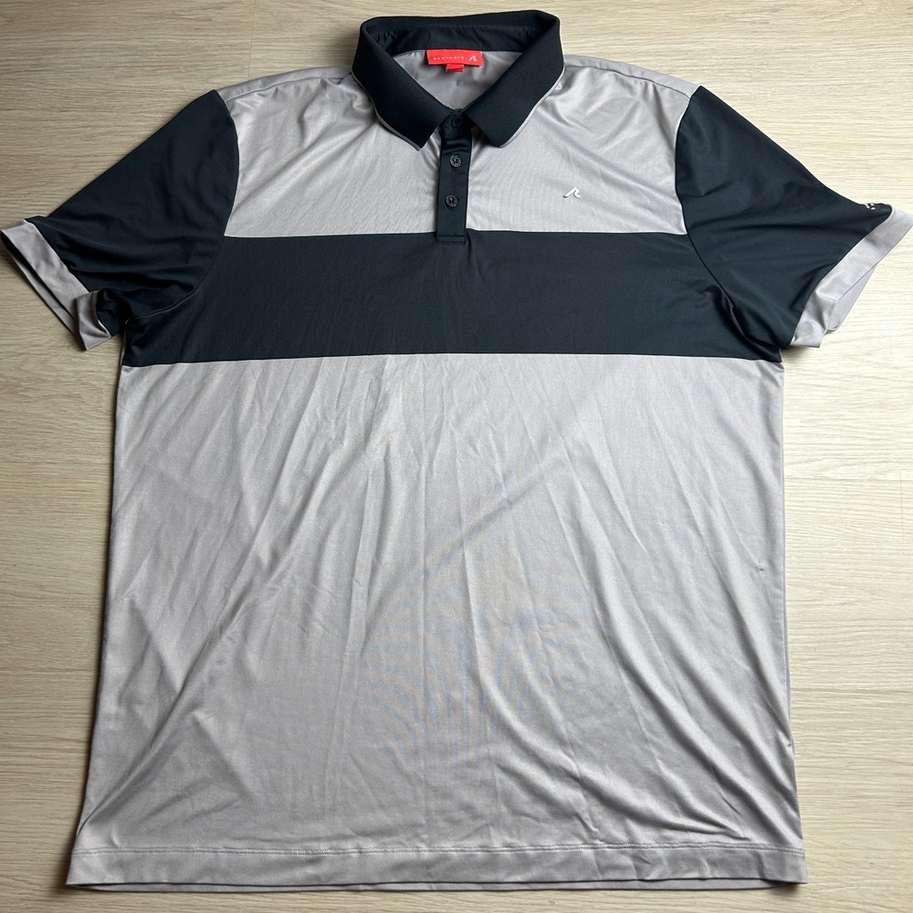 Redvanly Mens XL Golf Polo Shirt Grey Black Blocked Las Vegas Paiute Golf Resort